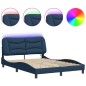 vidaXL Estructura de cama con luces LED tela azul 140x190 cm