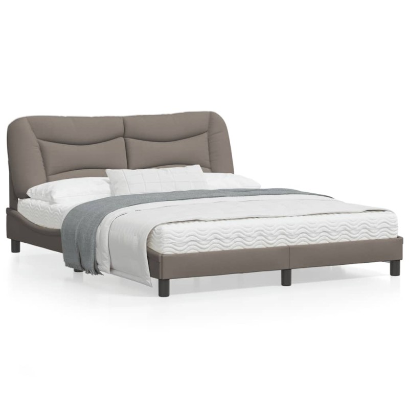 vidaXL Estructura de cama con luces LED tela gris taupe 160x200 cm vidaXL Estructura de cama con luces LED tela gris taupe 160x200 cm
