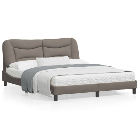 vidaXL Estructura de cama con luces LED tela gris taupe 160x200 cm