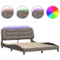 vidaXL Estructura de cama con luces LED tela gris taupe 160x200 cm vidaXL Estructura de cama con luces LED tela gris taupe 160x200 cm