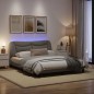 vidaXL Estructura de cama con luces LED tela gris taupe 160x200 cm vidaXL Estructura de cama con luces LED tela gris taupe 160x200 cm