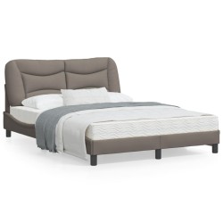 vidaXL Estructura de cama con luces LED tela gris taupe 140x200 cm