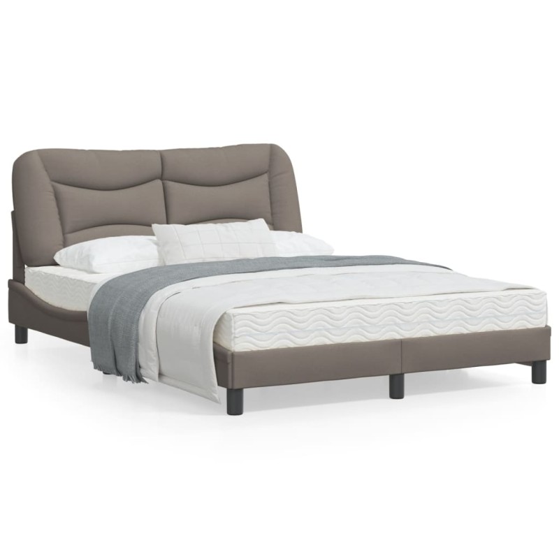 vidaXL Estructura de cama con luces LED tela gris taupe 140x200 cm vidaXL Estructura de cama con luces LED tela gris taupe 140x200 cm