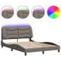 vidaXL Estructura de cama con luces LED tela gris taupe 140x200 cm vidaXL Estructura de cama con luces LED tela gris taupe 140x200 cm
