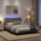 vidaXL Estructura de cama con luces LED tela gris taupe 140x200 cm vidaXL Estructura de cama con luces LED tela gris taupe 140x200 cm