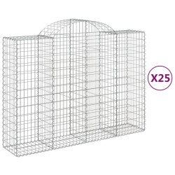 vidaXL Cestas gaviones 25 uds forma de arco hierro 200x50x140/160 cm