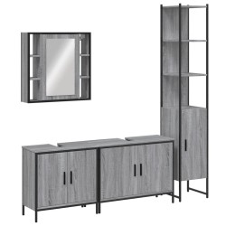 vidaXL Set de armario de baño 4 pzas madera contrachapada gris sonoma