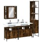 vidaXL Set de muebles de baño 4 piezas madera contrachapada roble humo vidaXL Set de muebles de baño 4 piezas madera contrachapada roble humo