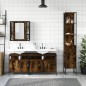 vidaXL Set de muebles de baño 4 piezas madera contrachapada roble humo vidaXL Set de muebles de baño 4 piezas madera contrachapada roble humo