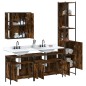 vidaXL Set de muebles de baño 4 piezas madera contrachapada roble humo vidaXL Set de muebles de baño 4 piezas madera contrachapada roble humo