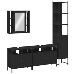 vidaXL Juego de muebles de baño 4 piezas madera de ingeniería negro
