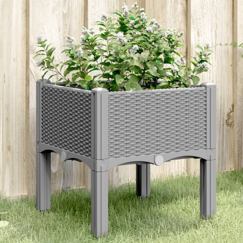 vidaXL Jardinera con patas PP gris claro 40x40x42 cm vidaXL Jardinera con patas PP gris claro 40x40x42 cm