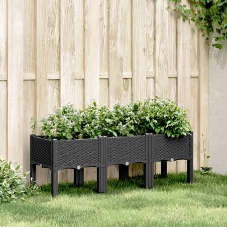 vidaXL Jardinera con patas PP negro 120x40x42 cm