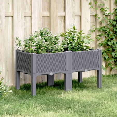 vidaXL Jardinera con patas PP gris 80x40x42 cm