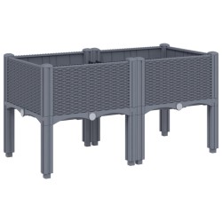 vidaXL Jardinera con patas PP gris 80x40x42 cm