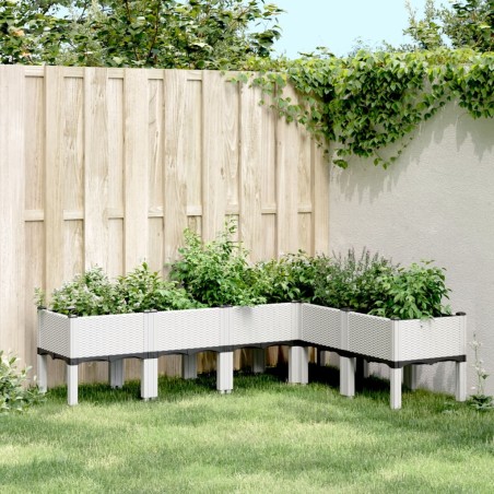vidaXL Jardinera con patas PP blanco 160x120x42 cm