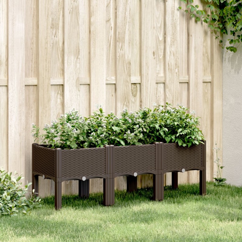 vidaXL Jardinera con patas PP marrón 120x40x42 cm vidaXL Jardinera con patas PP marrón 120x40x42 cm