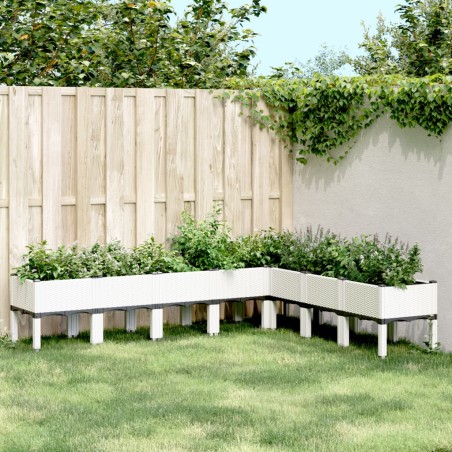 vidaXL Jardinera con patas PP blanco 200x160x42 cm