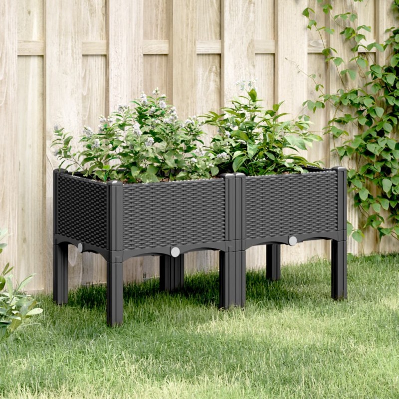 vidaXL Jardinera con patas PP negro 80x40x42 cm vidaXL Jardinera con patas PP negro 80x40x42 cm