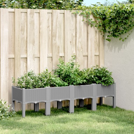 vidaXL Jardinera con patas PP gris claro 160x40x42 cm