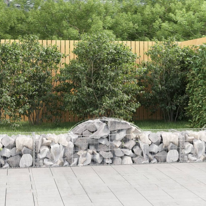 vidaXL Cestas de gaviones 2 uds forma de arco hierro 200x50x40/60 cm vidaXL Cestas de gaviones 2 uds forma de arco hierro 200x50x40/60 cm