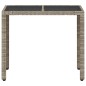 vidaXL Mesa de jardín superficie vidrio ratán PE gris claro 90x90x75cm