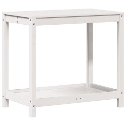vidaXL Mesa de plantación con estante madera pino blanco 82,5x50x75 cm