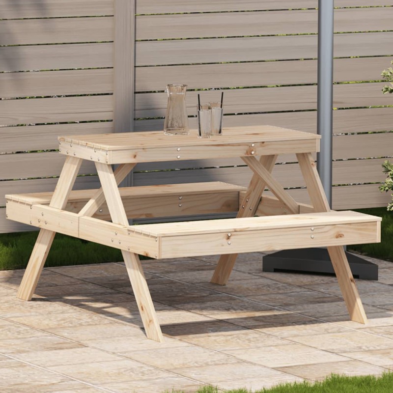 vidaXL Mesa de pícnic madera maciza de pino 105x134x75 cm vidaXL Mesa de pícnic madera maciza de pino 105x134x75 cm