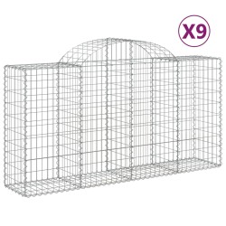 vidaXL Cestas de gaviones 9 uds forma de arco hierro 200x50x100/120 cm