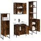 vidaXL Set de muebles de baño 4 piezas madera contrachapada roble humo vidaXL Set de muebles de baño 4 piezas madera contrachapada roble humo