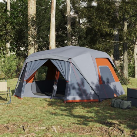 vidaXL Tienda campaña 10 personas tela opaca impermeable gris naranja