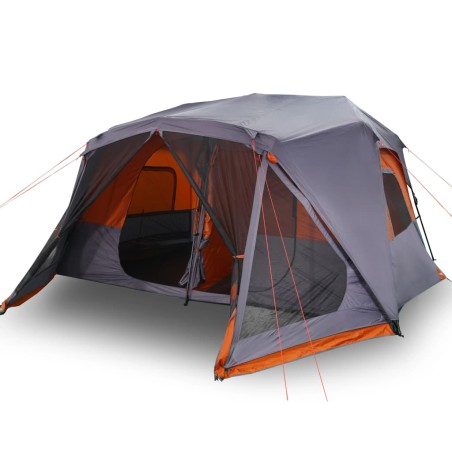 vidaXL Tienda campaña 10 personas tela opaca impermeable gris naranja