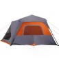 vidaXL Tienda campaña 10 personas tela opaca impermeable gris naranja