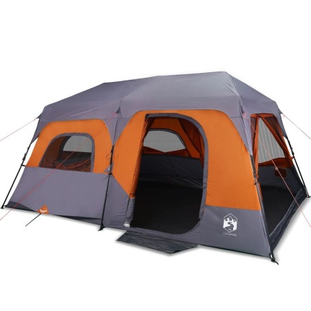 vidaXL Tienda campaña 9 personas tela opaca impermeable gris y naranja