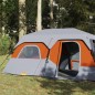 vidaXL Tienda campaña 9 personas tela opaca impermeable gris y naranja