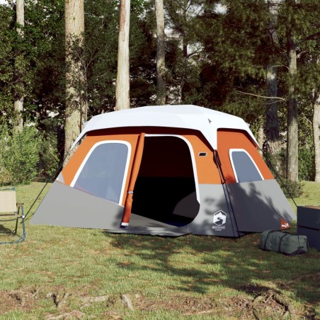 vidaXL Tienda de campaña con LED tela opaca impermeable gris y naranja