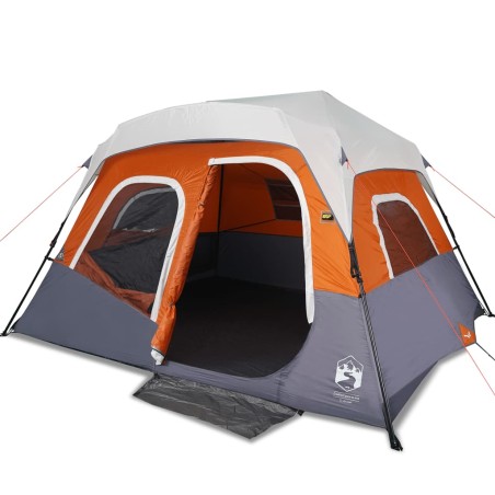 vidaXL Tienda de campaña con LED tela opaca impermeable gris y naranja