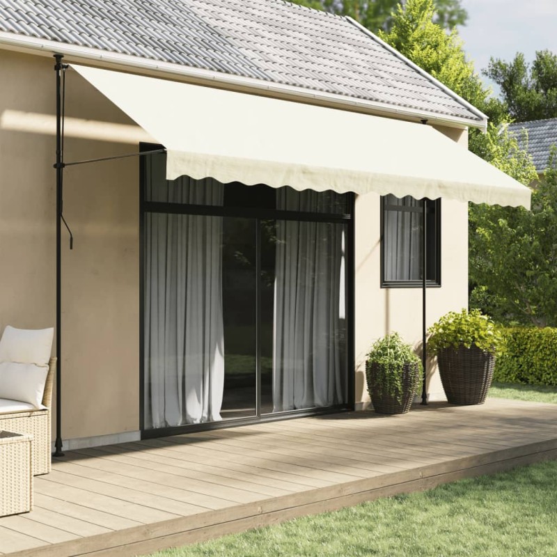 vidaXL Toldo retráctil de tela y acero crema 400x150 cm vidaXL Toldo retráctil de tela y acero crema 400x150 cm