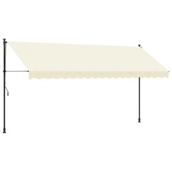 vidaXL Toldo retráctil de tela y acero crema 400x150 cm
