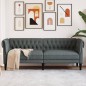 vidaXL Sofá Chesterfield de 3 plazas tela gris oscuro vidaXL Sofá Chesterfield de 3 plazas tela gris oscuro
