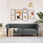 vidaXL Sofá Chesterfield de 3 plazas tela gris oscuro vidaXL Sofá Chesterfield de 3 plazas tela gris oscuro