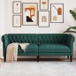 vidaXL Sofá Chesterfield de 3 plazas tela verde oscuro vidaXL Sofá Chesterfield de 3 plazas tela verde oscuro