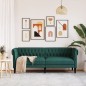 vidaXL Sofá Chesterfield de 3 plazas tela verde oscuro vidaXL Sofá Chesterfield de 3 plazas tela verde oscuro