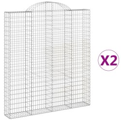 vidaXL Cestas de gaviones 2 uds forma de arco hierro 200x30x220/240 cm