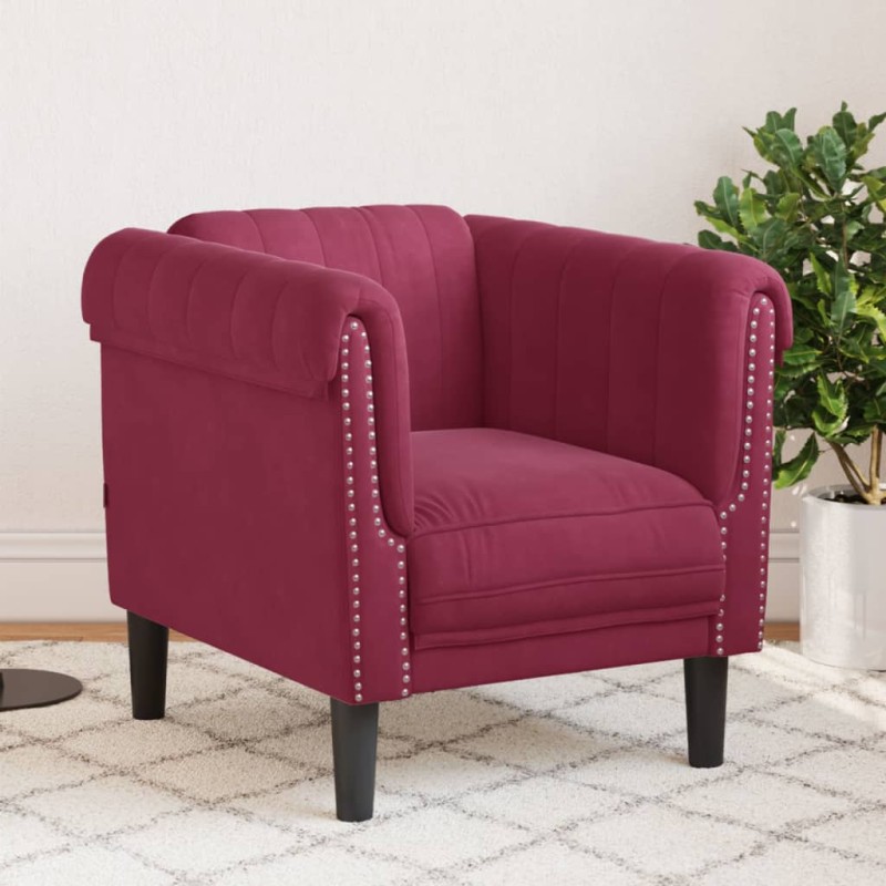 vidaXL Sillón de terciopelo rojo tinto vidaXL Sillón de terciopelo rojo tinto
