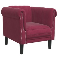 vidaXL Sillón de terciopelo rojo tinto