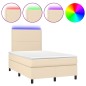 vidaXL Cama box spring con colchón y luces LED tela crema 120x190 cm vidaXL Cama box spring con colchón y luces LED tela crema 120x190 cm