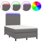 vidaXL Cama box spring con colchón LED cuero sintético gris 120x190 cm vidaXL Cama box spring con colchón LED cuero sintético gris 120x190 cm