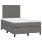 vidaXL Cama box spring con colchón LED cuero sintético gris 120x190 cm vidaXL Cama box spring con colchón LED cuero sintético gris 120x190 cm