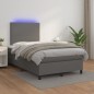 vidaXL Cama box spring con colchón LED cuero sintético gris 120x190 cm vidaXL Cama box spring con colchón LED cuero sintético gris 120x190 cm